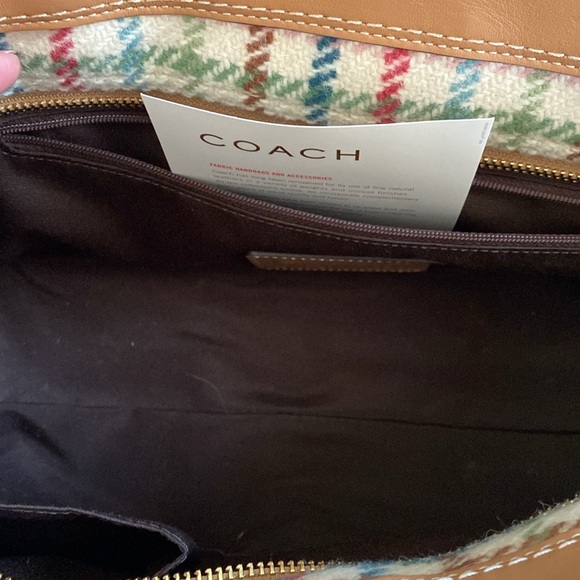Vintage Coach Tattersall Wool Tweed Plaid Handbag (NWT) Multi Color Plaid - Picture 9 of 10
